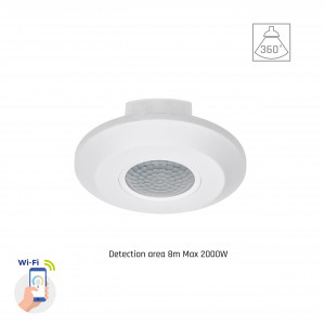 PIR SENSOR 360DEG 2KW 8M 1-10V SURFACE IP20 230V WI-FI/BT SMART, WOJ+05782